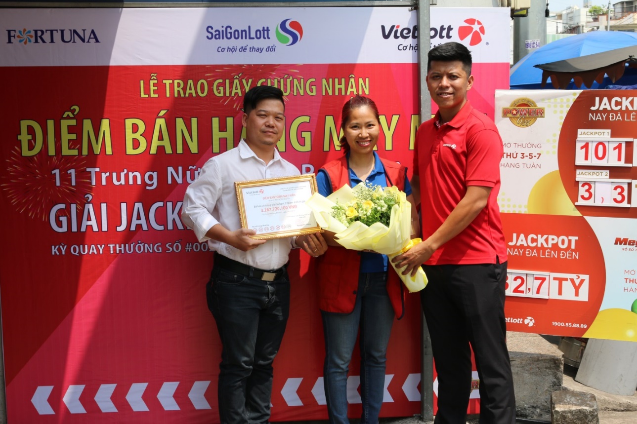 Vietlott vinh danh Điểm bán hàng bán vé trúng Jackpot 2 sản phẩm Power 6/55 kỳ QSMT số 252 - Tructiepxoso.Vn